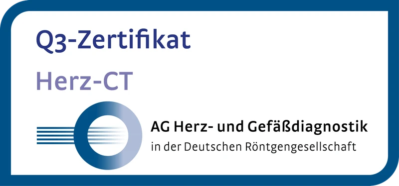 Q3-Zertifikat Herz-CT der AG Herz- und Gefäßdiagnostik in der Deutschen Röntgengesellschaft.
