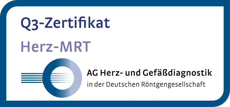 Q3-Zertifikat Herz-MRT der AG Herz- und Gefäßdiagnostik in der Deutschen Röntgengesellschaft.
